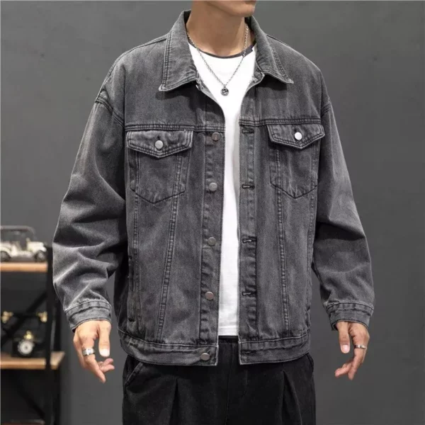 Men’s Vintage Denim Bomber Jacket – Casual Streetwear Essential