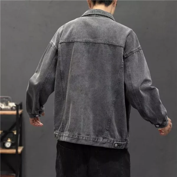 Men’s Vintage Denim Bomber Jacket – Casual Streetwear Essential