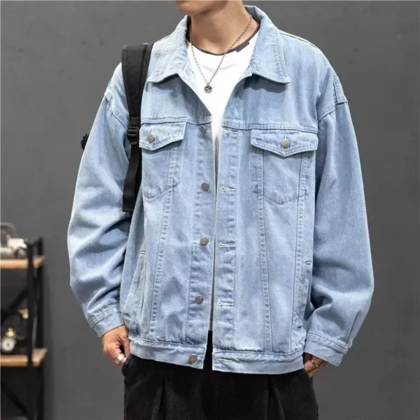 Men’s Vintage Denim Bomber Jacket – Casual Streetwear Essential