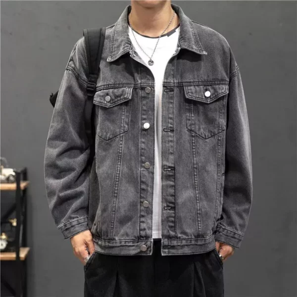 Men's Vintage Denim Bomber Jacket - Casual Streetwear Essential - Image 7