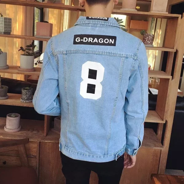 Men’s Hip Hop Printed Denim Jacket – Slim Fit Casual Outerwear