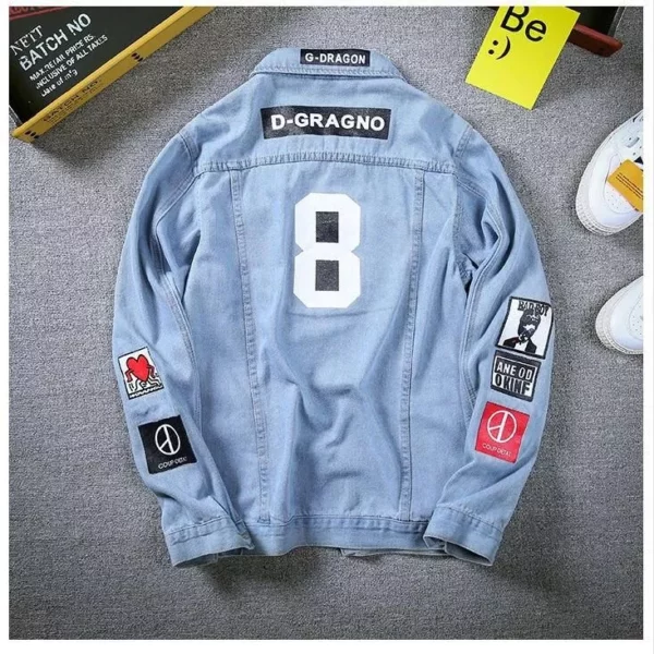 Men's Hip Hop Printed Denim Jacket - Slim Fit Casual Outerwear - Image 3