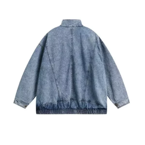 Vintage-Inspired Denim Jacket – Unisex Casual Stand Collar Coat for Spring/Autumn