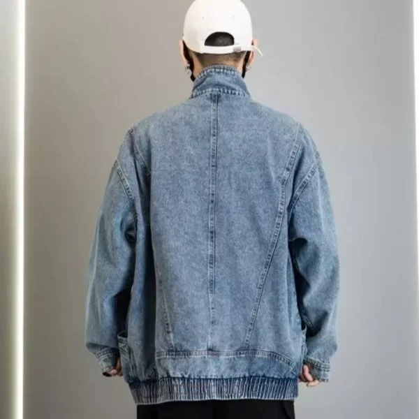 Vintage-Inspired Denim Jacket – Unisex Casual Stand Collar Coat for Spring/Autumn