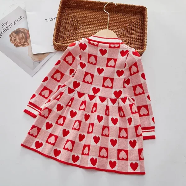 Chic Autumn & Spring Love Plaid Princess Dress for Girls