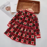 Chic Autumn & Spring Love Plaid Princess Dress for Girls