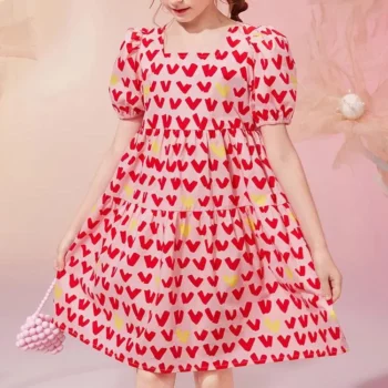 Heart Print Toddler & Kid Summer Dress