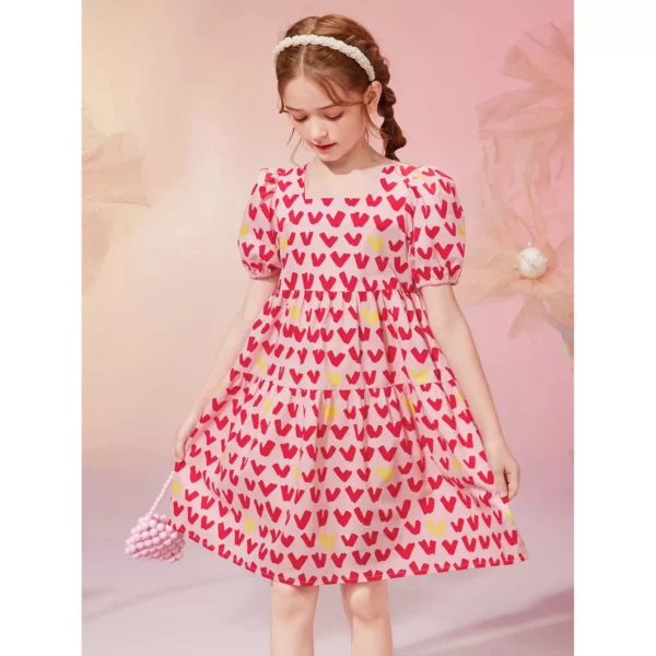 Heart Print Toddler & Kid Summer Dress