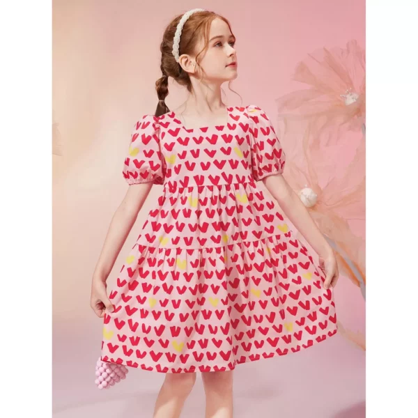 Heart Print Toddler & Kid Summer Dress - Image 2