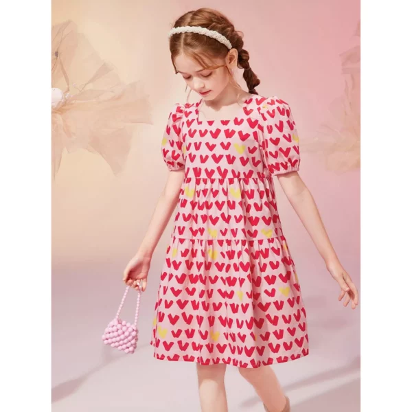 Heart Print Toddler & Kid Summer Dress