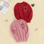 Baby Girl Heart Embroidery Knit Sweater