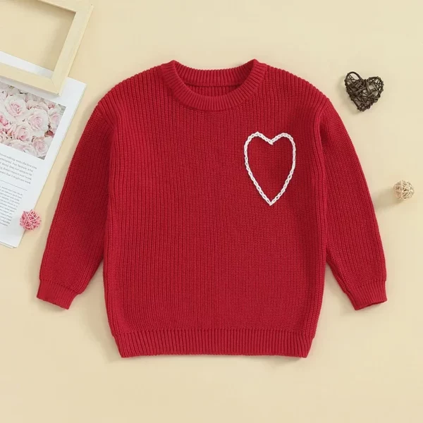 Baby Girl Heart Embroidery Knit Sweater