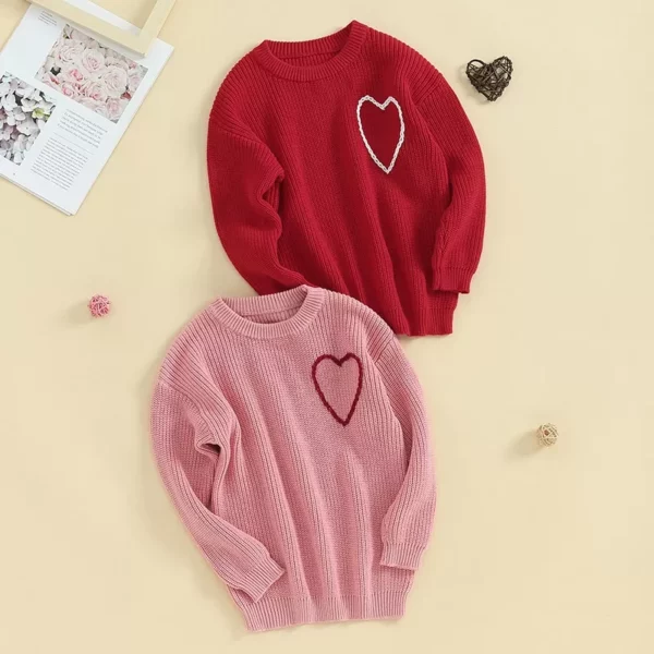 Baby Girl Heart Embroidery Knit Sweater
