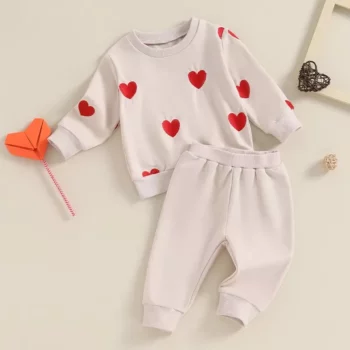 Toddler Heart Embroidery Outfit Set 6M-4T