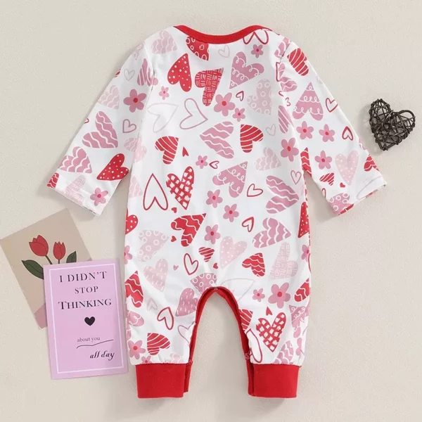 Heart Print Long Sleeve Baby Romper - Image 5