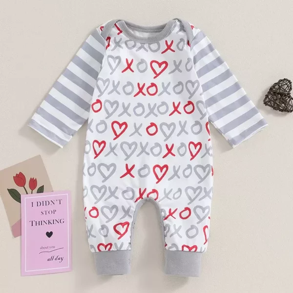 Heart Print Long Sleeve Baby Romper