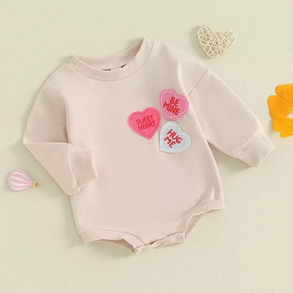 Heart Embroidered Baby Girl Romper