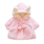 Plush Rabbit Ears Princess Hooded Jacket for Baby Girls - Warm Winter & Autumn Outwear