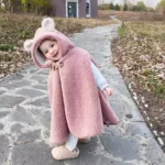 Cozy Plush Toddler & Baby Winter Hooded Cloak Jacket - Warm Sleeveless Shawl for Kids 0-4Y