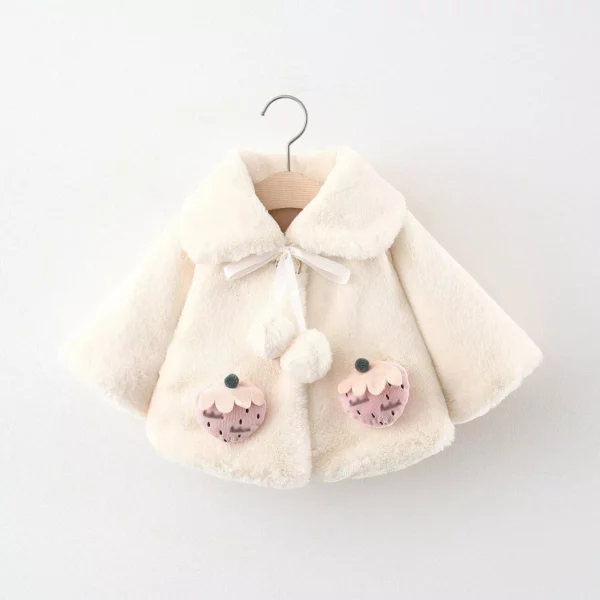 Charming Strawberry Plush Winter Jacket for Baby Girls