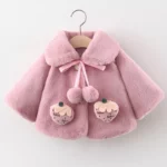 Charming Strawberry Plush Winter Jacket for Baby Girls