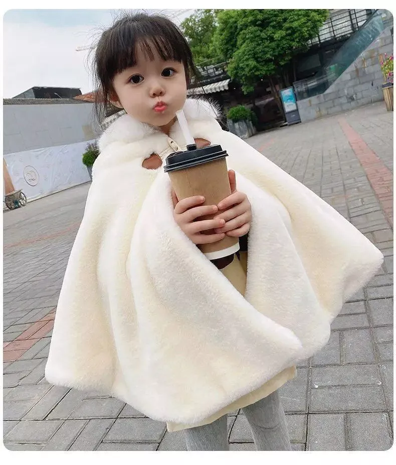Cozy Winter Cloak for Girls: Thickened Hooded Shawl Coat, 1-6 Years