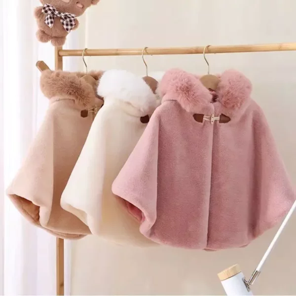 Cozy Winter Cloak for Girls: Thickened Hooded Shawl Coat, 1-6 Years