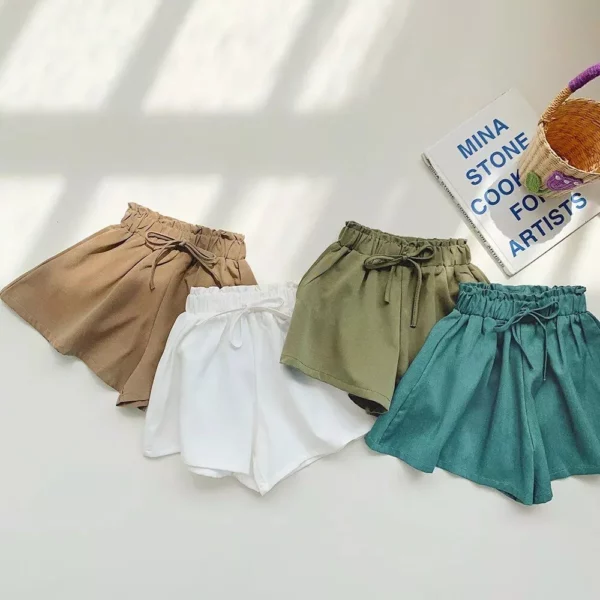 2023 Vintage Style Cotton Skirt Shorts for Toddler & Infant Girls – Summer Elastic Waist Drawstring Shorts