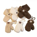 Cozy Lamb Wool Bear-Themed Winter Scarf & Gloves Set for Kids 2-6Y