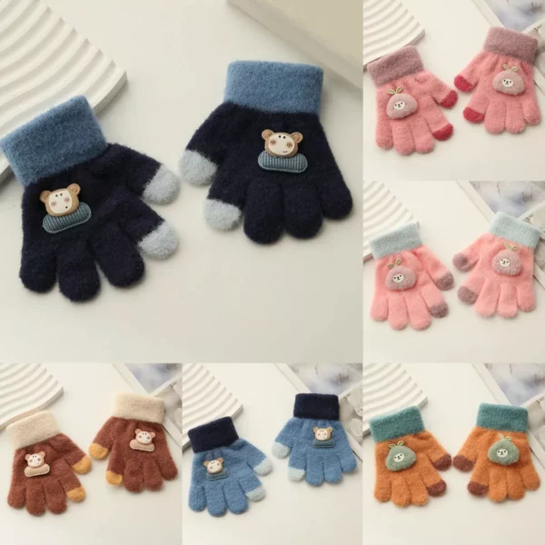 Kids' Cozy Knit Winter Gloves - Warm, Stretchy, and Fashionable - Image 3