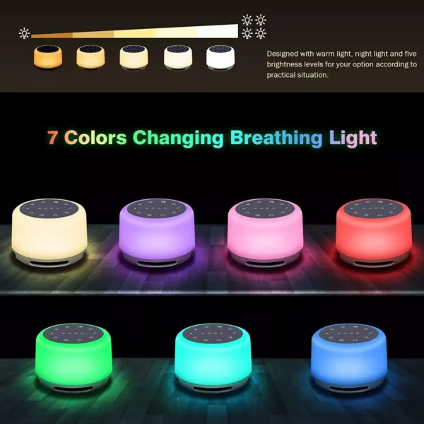 Portable Sleep Fan Sound Machine with RGB Night Light