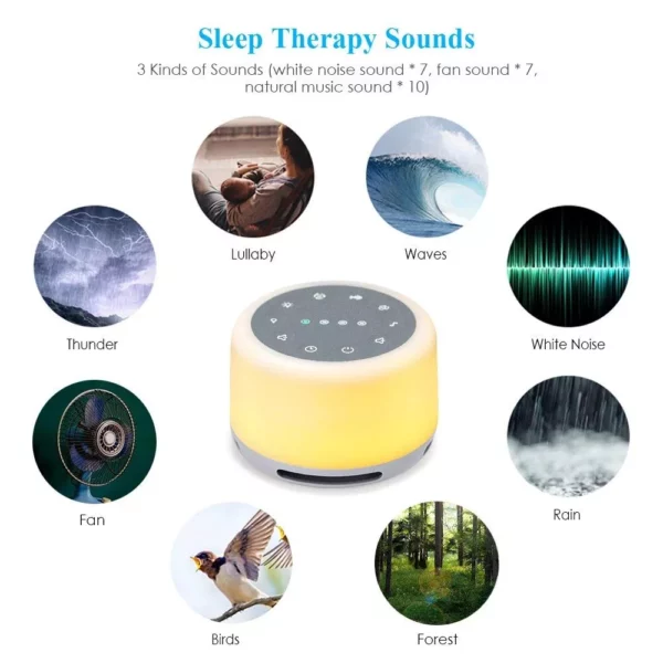 Portable Sleep Fan Sound Machine with RGB Night Light