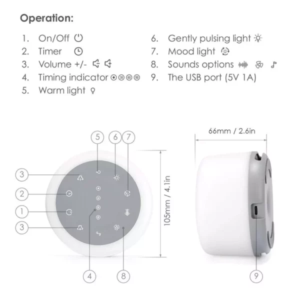 Portable Sleep Fan Sound Machine with RGB Night Light - Image 7