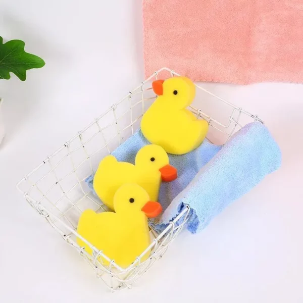 Adorable Cartoon Duck Baby Bath Sponge – Soft & Safe Newborn Bathing Accessory