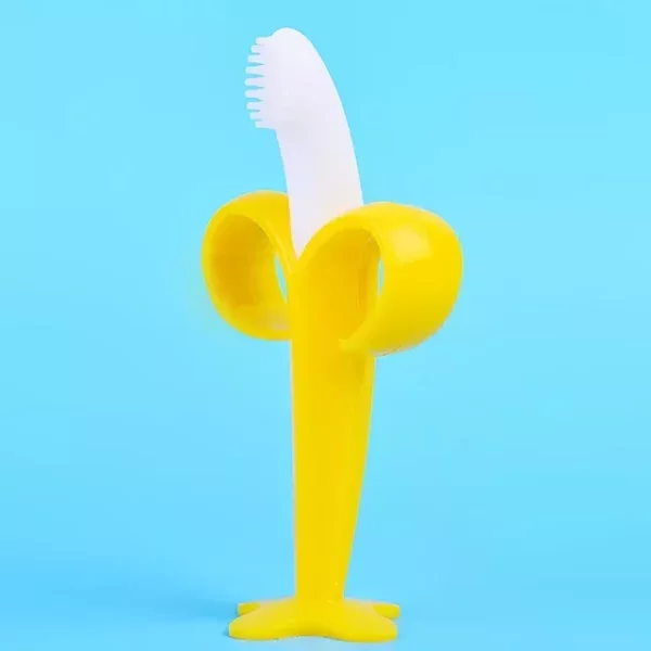 Banana Shaped Silicone Teething Toy for Babies - BPA Free, Soft Chewable Toothbrush and Teether