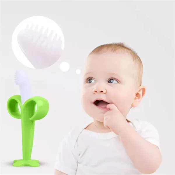 Banana Shaped Silicone Teething Toy for Babies – BPA Free, Soft Chewable Toothbrush and Teether