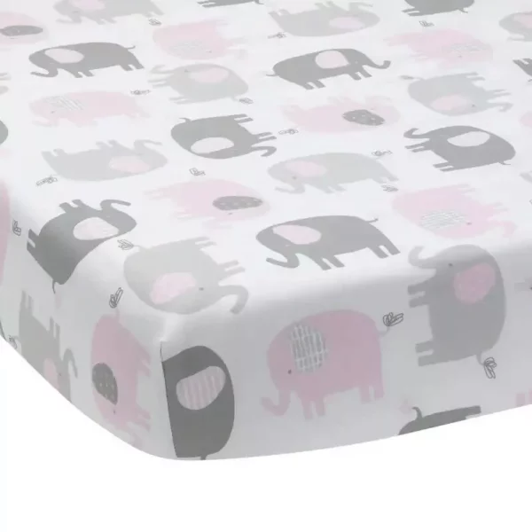 3-Piece Elephant Crib Bedding Set - Pink, Gray & White - Image 5