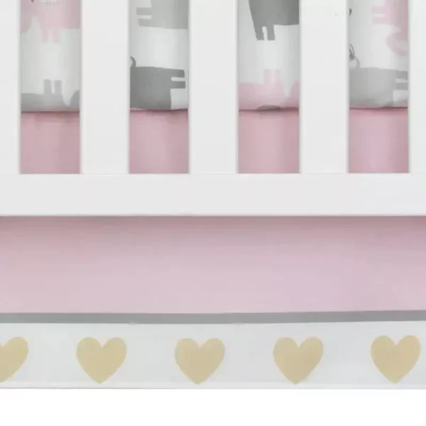 3-Piece Elephant Crib Bedding Set – Pink, Gray & White