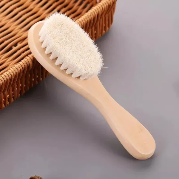 Soft Wool Baby Comb: Wooden Handle Infant Hair Brush