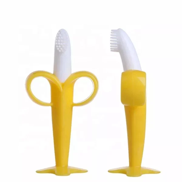 Safe and Fun Banana-Shaped Silicone Baby Toothbrush - BPA Free, Teething-Friendly Design - Image 2