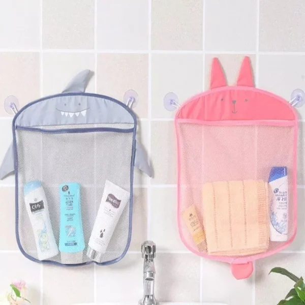 Quick-Dry Mesh Baby Bath Toy Organizer – Cartoon Shaped Bathroom & Beach Storage Bag
