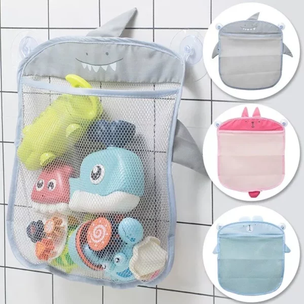 Quick-Dry Mesh Baby Bath Toy Organizer – Cartoon Shaped Bathroom & Beach Storage Bag