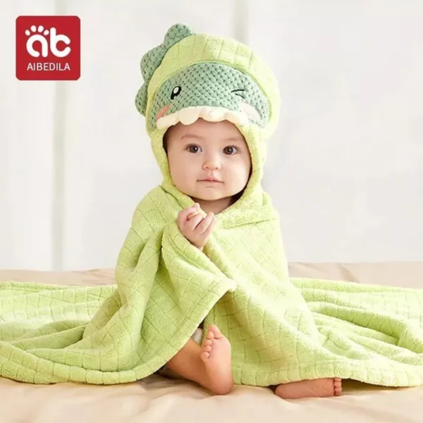 Soft Pure Cotton Newborn Bath Towel with Hooded Bathrobe