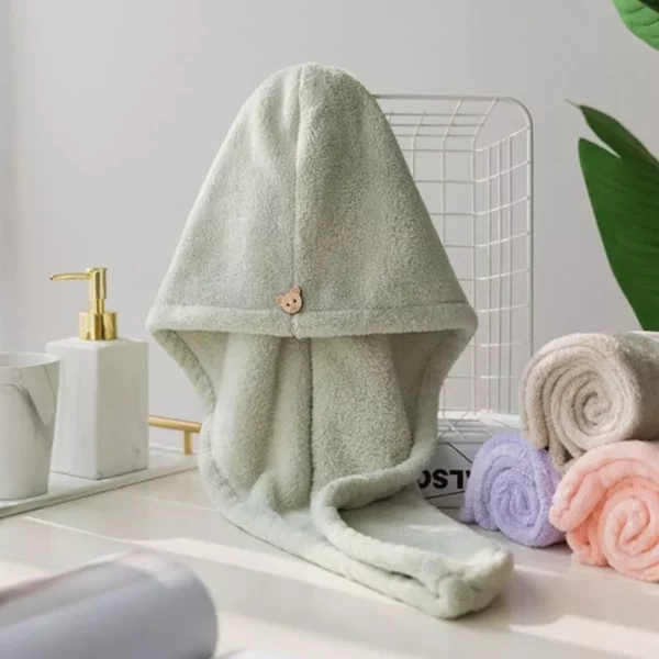 Ultra-Soft Microfiber Coral Fleece Hair Towel Cap – Quick Dry Absorbent Shower Cap for Women