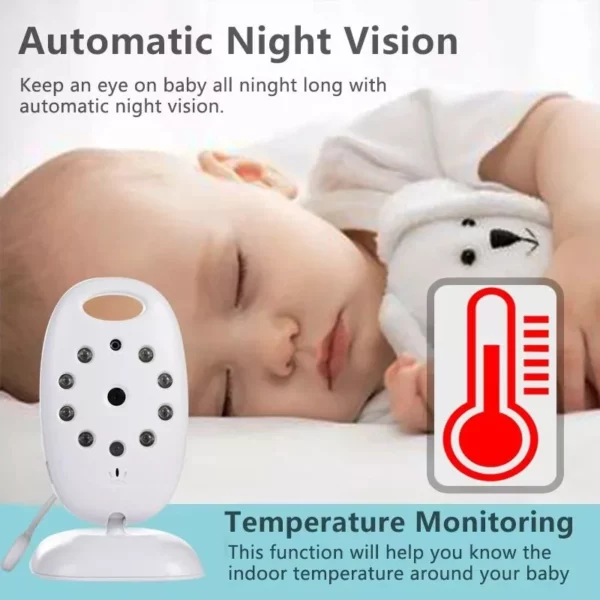 Wireless Video Baby Monitor with 2-Way Audio, Night Vision, and Temperature Monitoring