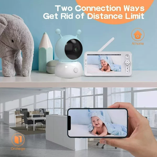 5″ HD Wireless Baby Monitor with Camera, Night Vision, Lullabies