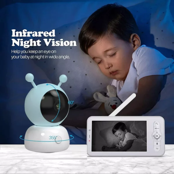 5″ HD Wireless Baby Monitor with Camera, Night Vision, Lullabies