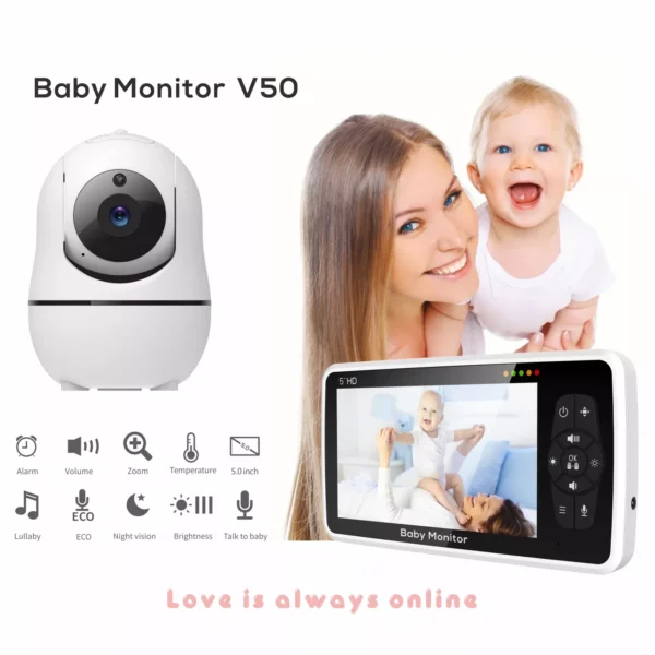 5-Inch HD Baby Monitor with Camera, Audio, and Smart Features - 720P, Long Range, and Multi-Functional - Image 3