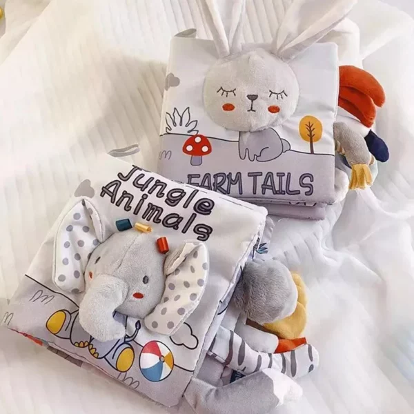 Soft Baby Fabric Books with Animal Tails: Early Learning Touch & Feel Cloth Toy