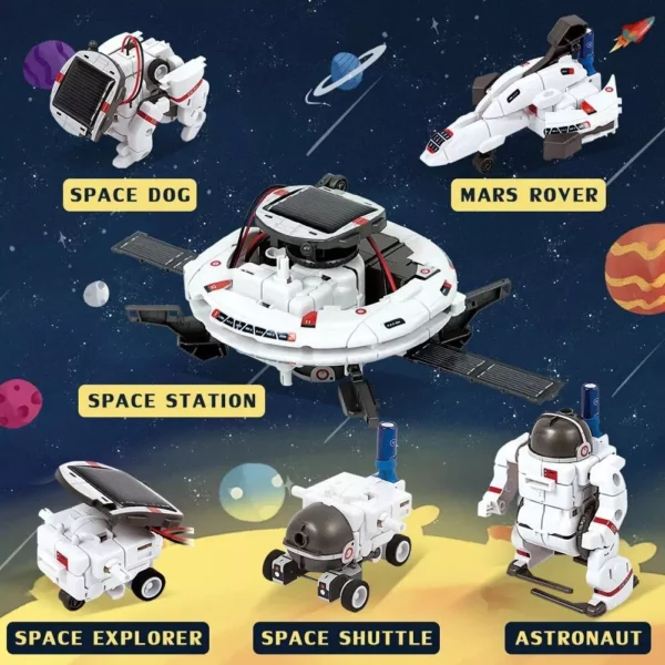 Solar Space Fleet Robot Kit: 4-in-1 Educational STEM Toy for Space Exploration